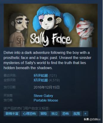 游我推荐：蓝发马尾辫的宝藏男孩《Sally Face》（QQD）